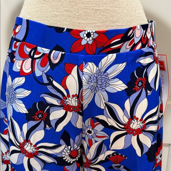 Jude Connally sz L Trixie cropped twirling peacock cobalt pull on pants NWT - Picture 3 of 9